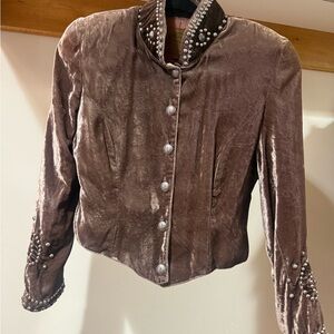 Double D Ranch Velvet Studded Blazer in Brown